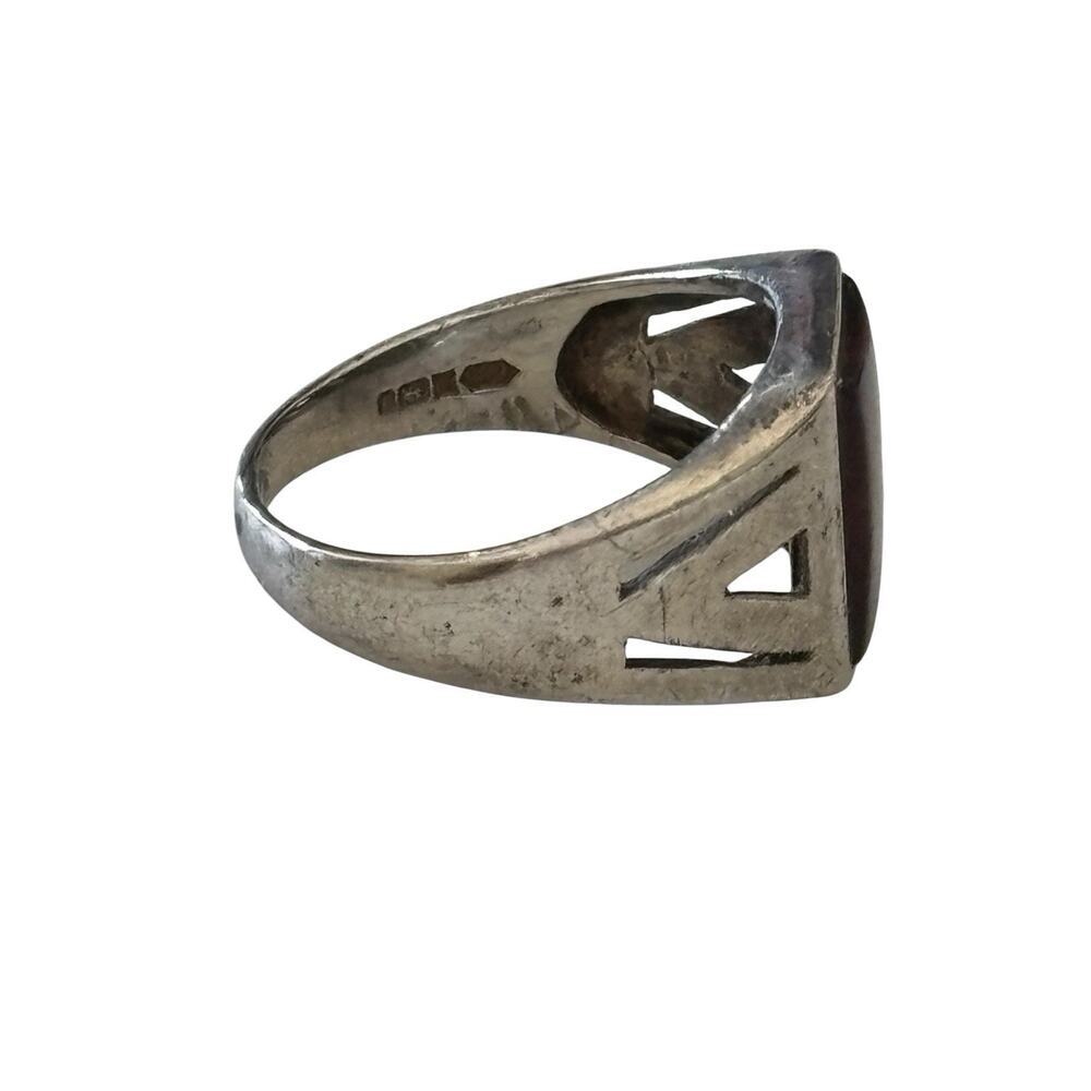 Henry Griffith & Sons British Vintage Signet Ring 925 Silver Brown Agate Size 10 - Picture 3 of 9